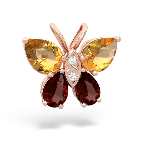 citrine-garnet butterfly pendant