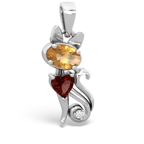 citrine-garnet kitten pendant