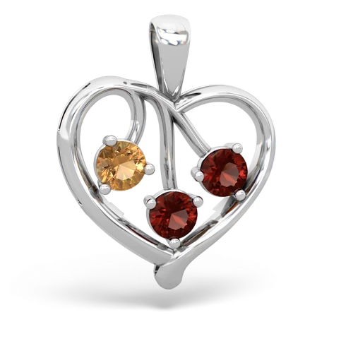 citrine-garnet love heart pendant