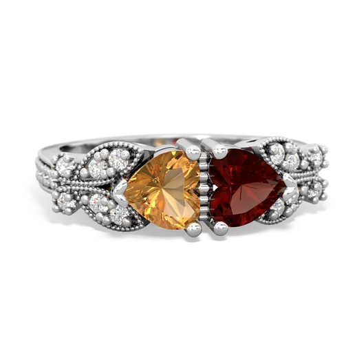 citrine-garnet keepsake butterfly ring