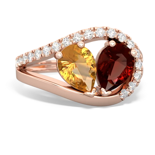 citrine-garnet pave heart ring