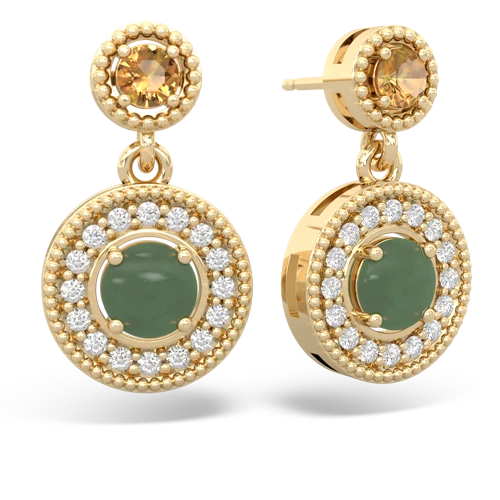 citrine-jade halo earrings