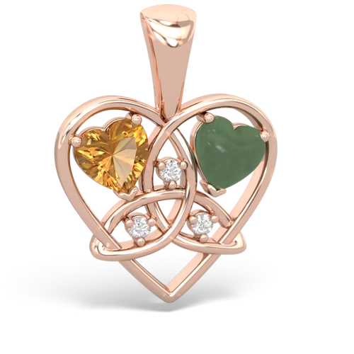 citrine-jade celtic heart pendant