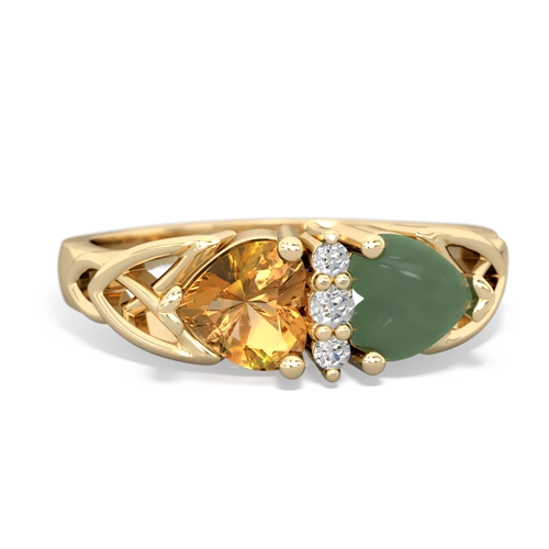 citrine-jade celtic ring