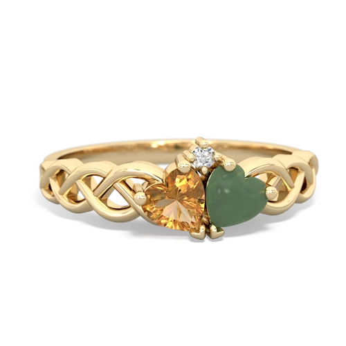 citrine-jade celtic braid ring