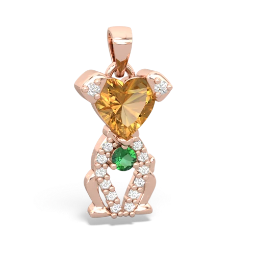 citrine-lab emerald birthstone puppy pendant