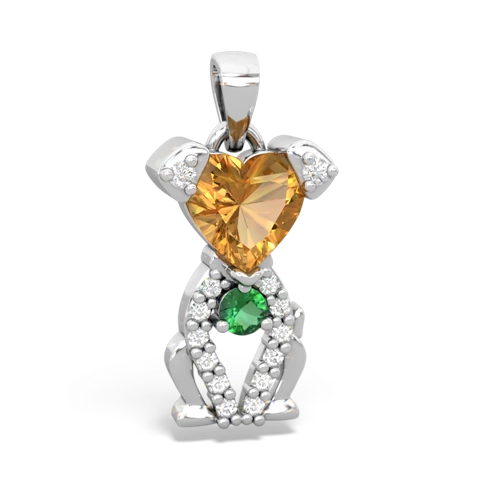 citrine-lab emerald birthstone puppy pendant