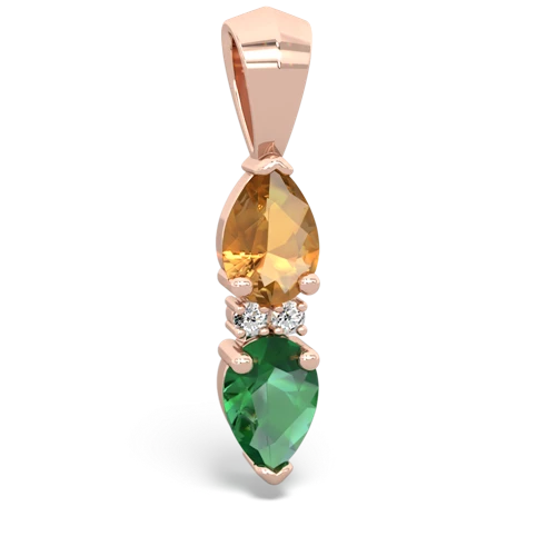 citrine-lab emerald bowtie pendant