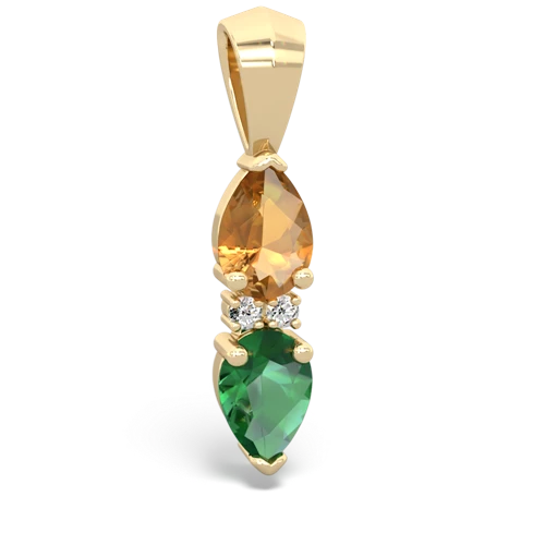 citrine-lab emerald bowtie pendant
