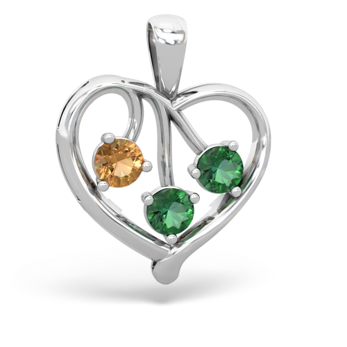 citrine-lab emerald love heart pendant