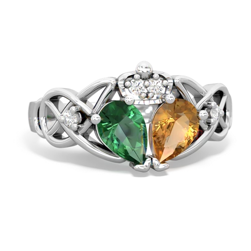 citrine-lab emerald claddagh ring