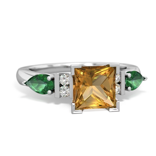 citrine-lab emerald engagement ring