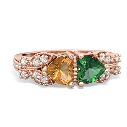 citrine-lab emerald keepsake butterfly ring