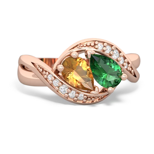 citrine-lab emerald keepsake curls ring