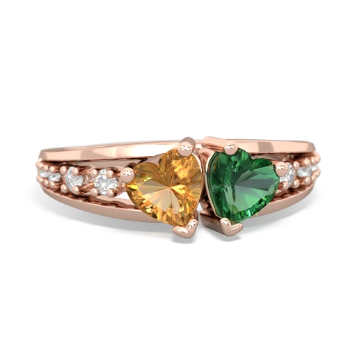 citrine-lab emerald modern ring