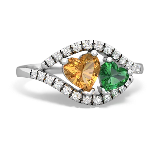 citrine-lab emerald mother child ring