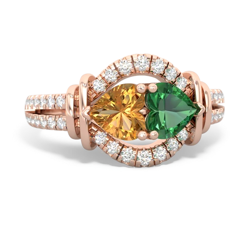 citrine-lab emerald pave keepsake ring