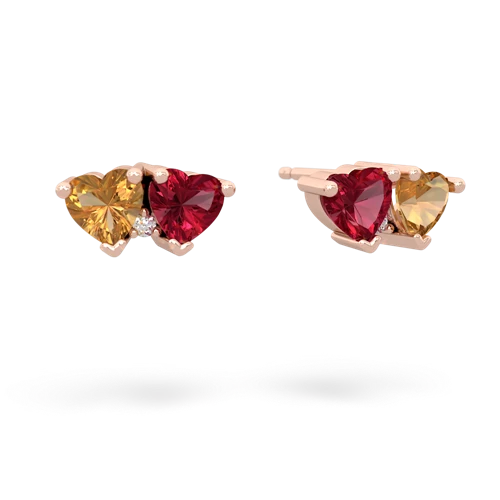 citrine-lab ruby  earrings