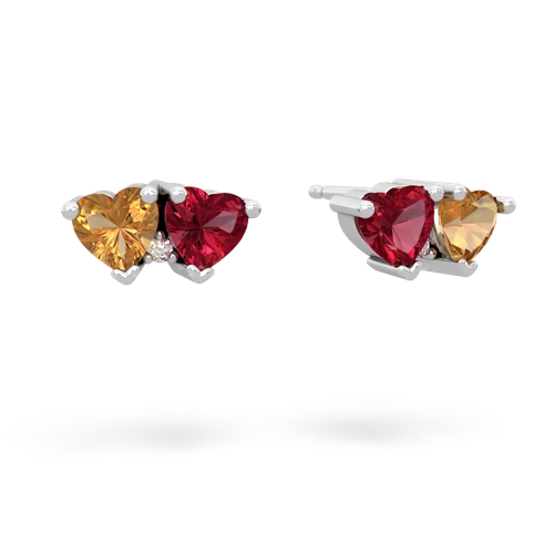 citrine-lab ruby  earrings