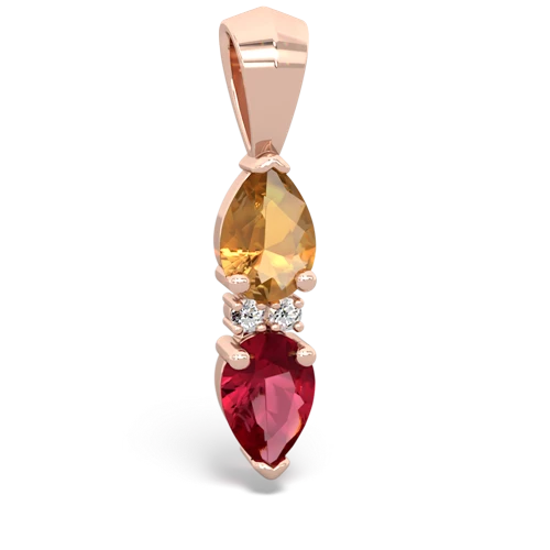 citrine-lab ruby bowtie pendant