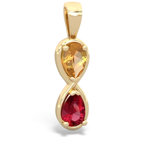 citrine-lab ruby infinity pendant