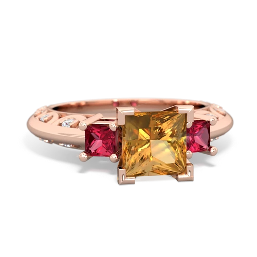 citrine-lab ruby engagement ring