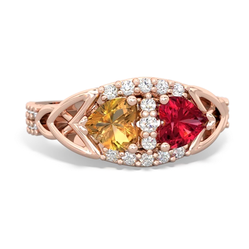 citrine-lab ruby keepsake engagement ring