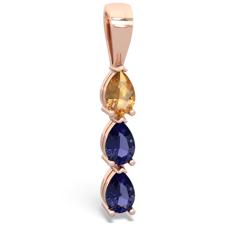 citrine-lab sapphire three stone pendant