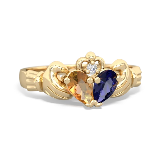 citrine-lab sapphire claddagh ring