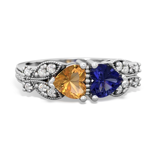 citrine-lab sapphire keepsake butterfly ring