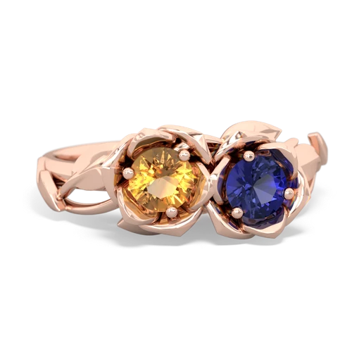 citrine-lab sapphire roses ring