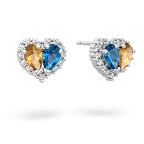 citrine-london topaz halo-heart earrings