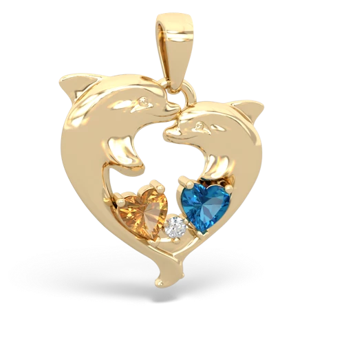 citrine-london topaz dolphins pendant