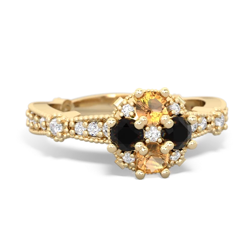 citrine-onyx art deco engagement ring