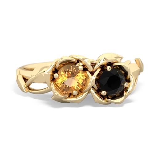 citrine-onyx roses ring