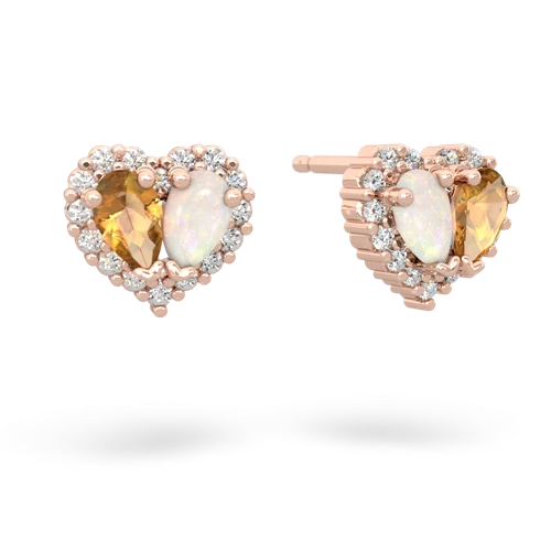 citrine-opal halo-heart earrings