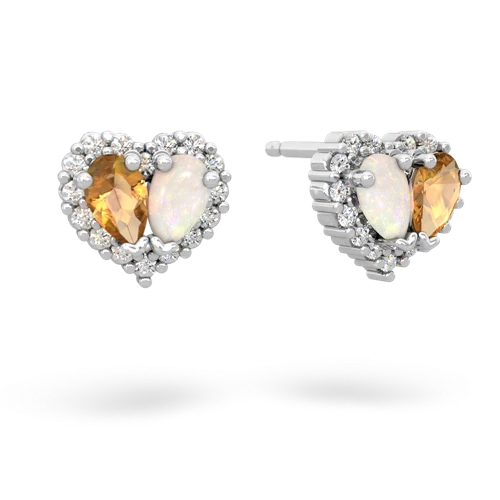 citrine-opal halo-heart earrings
