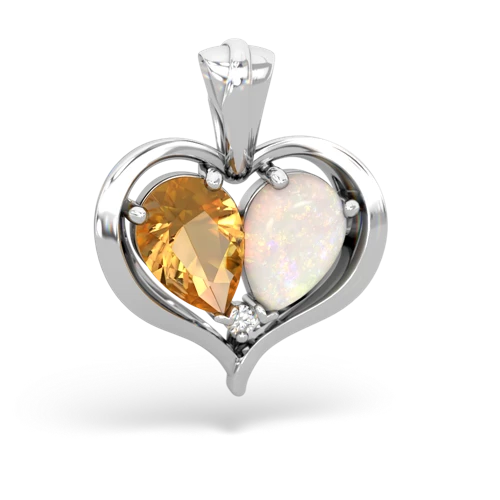 citrine-opal half heart whole pendant