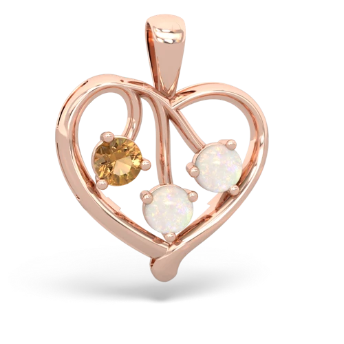 citrine-opal love heart pendant