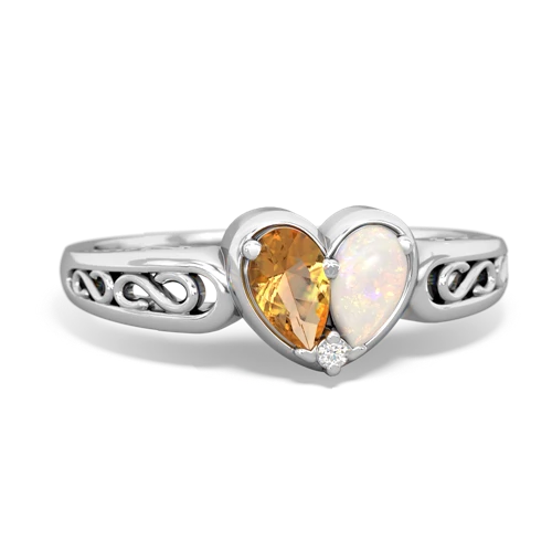 citrine-opal filligree ring