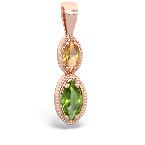 citrine-peridot antique milgrain pendant