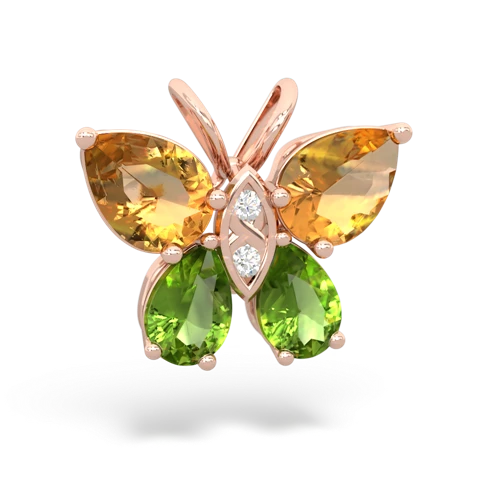 citrine-peridot butterfly pendant