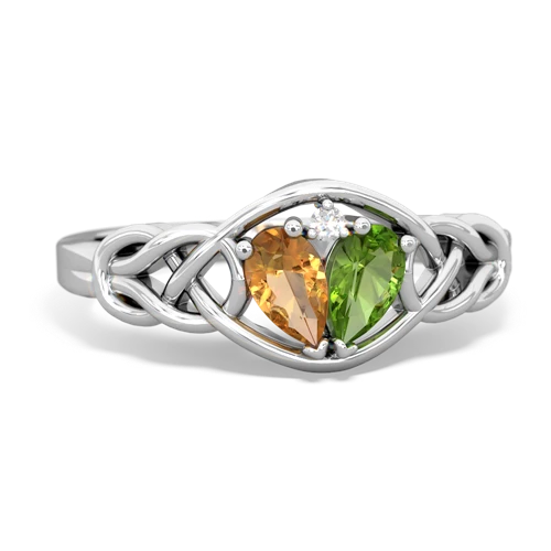 citrine-peridot celtic knot ring