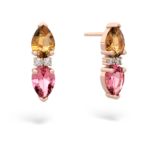citrine-pink sapphire bowtie earrings