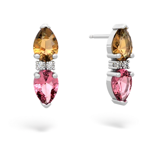 citrine-pink sapphire bowtie earrings