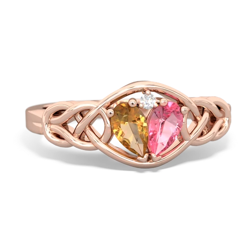 citrine-pink sapphire celtic knot ring