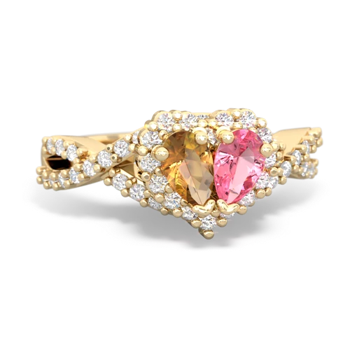 citrine-pink sapphire engagement ring