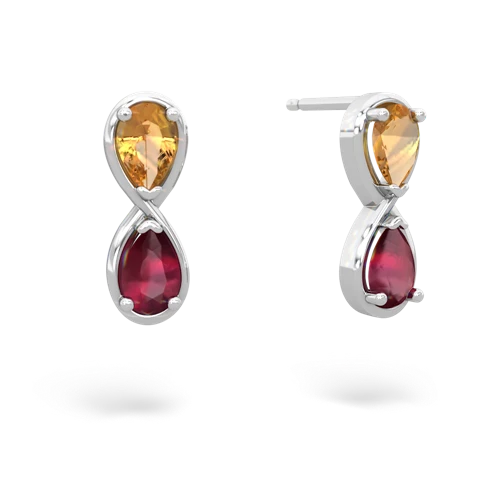 citrine-ruby infinity earrings