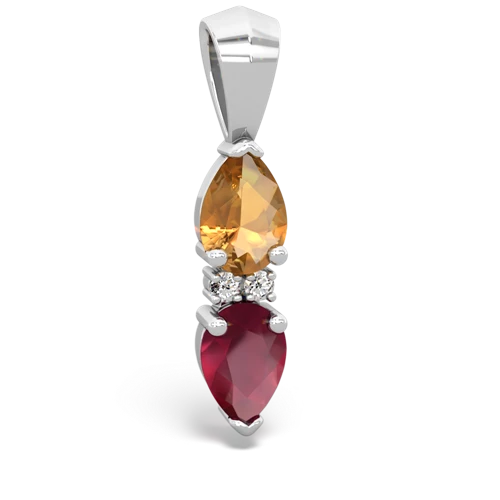 citrine-ruby bowtie pendant