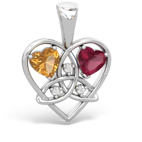 citrine-ruby celtic heart pendant